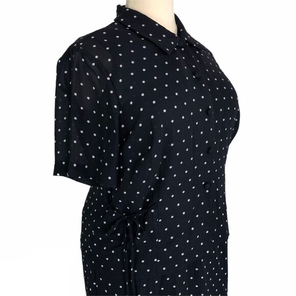 K & Company Career Chiffon Jacket Dress Lined Polka Dot Short Sleeves Boat Neck - Picture 9 of 12